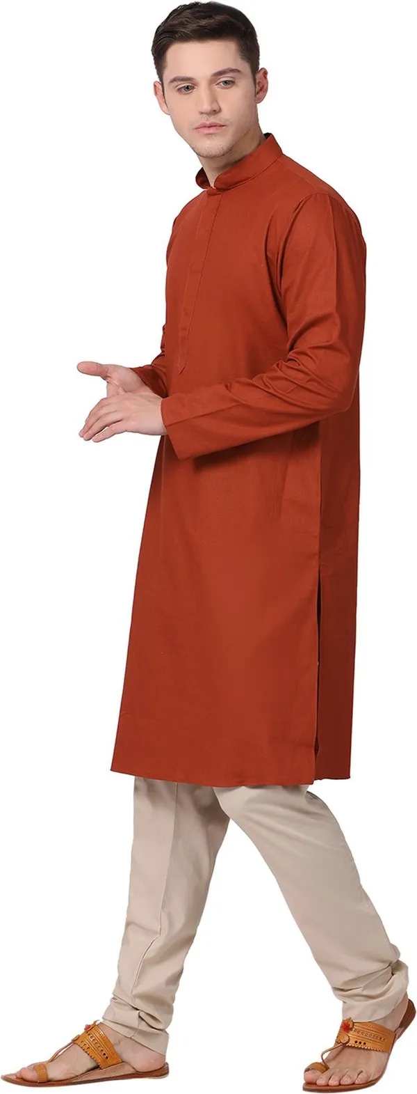 Tabard_Men_Solid_Straight_Kurta_(Maroon)