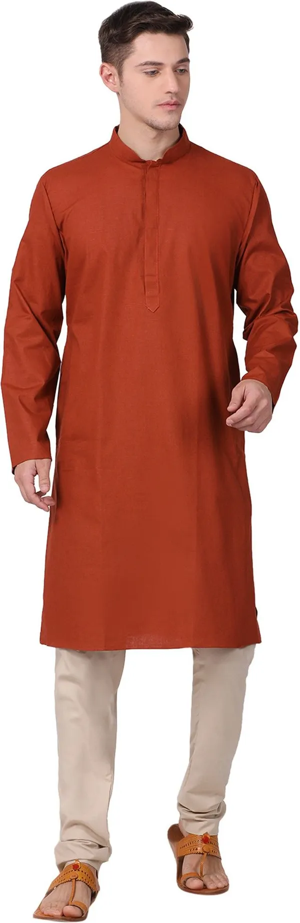 Tabard_Men_Solid_Straight_Kurta_(Maroon)