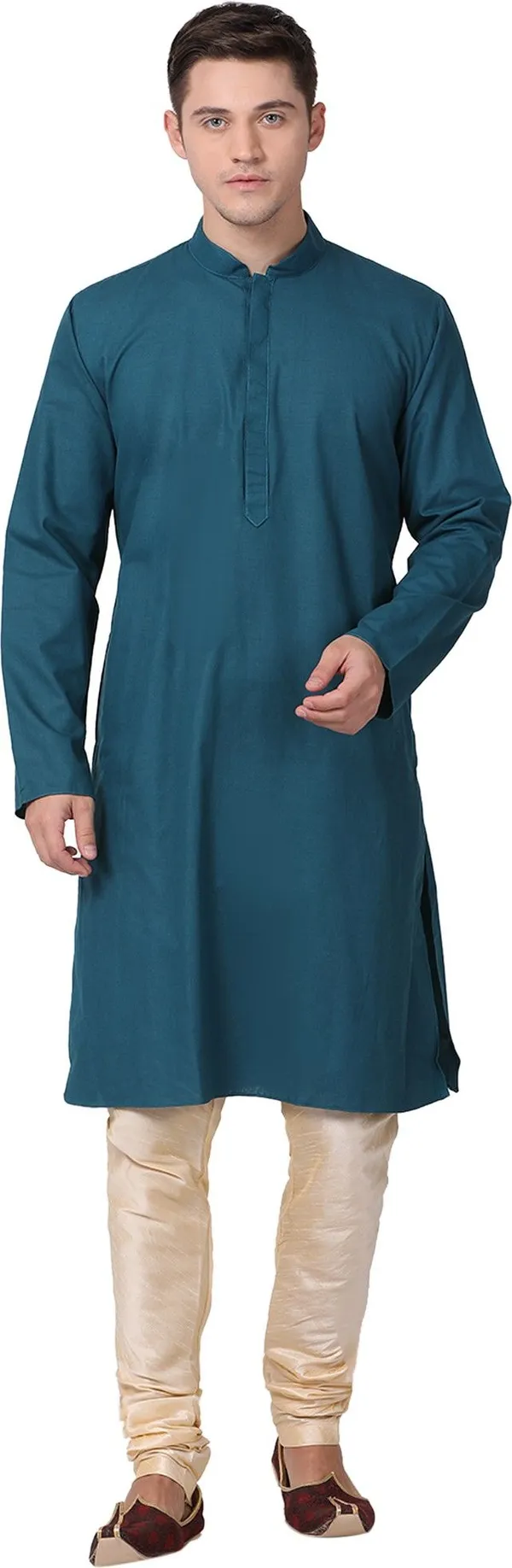 Tabard_Men_Solid_Straight_Kurta_(Green)