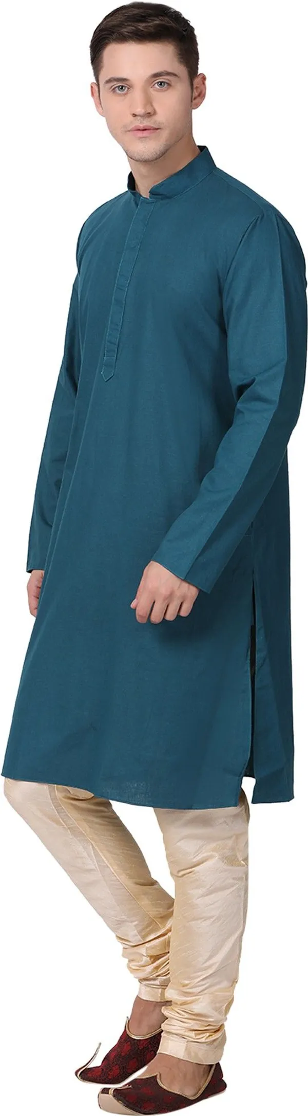 Tabard_Men_Solid_Straight_Kurta_(Green)