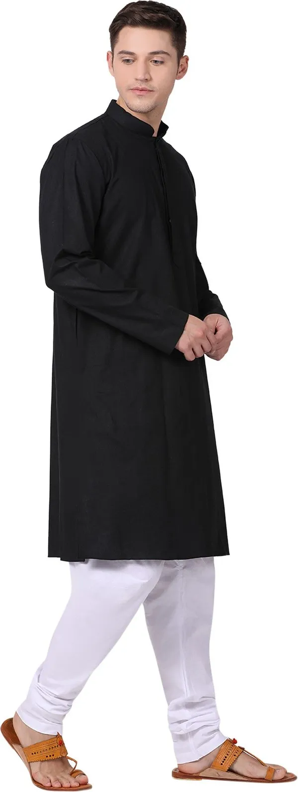 Tabard_Men_Solid_Straight_Kurta_(Black)