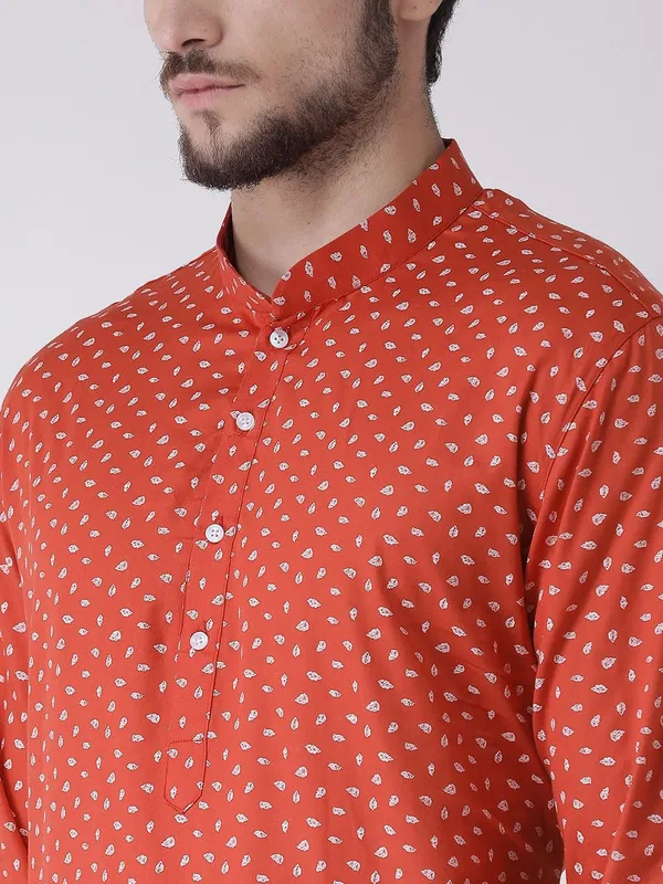 Tabard_Men_Printed_Straight_Kurta_(Red)