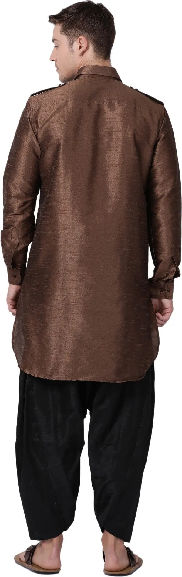 Tabard_Men_Self_Design_Pathani_Kurta_(Brown)