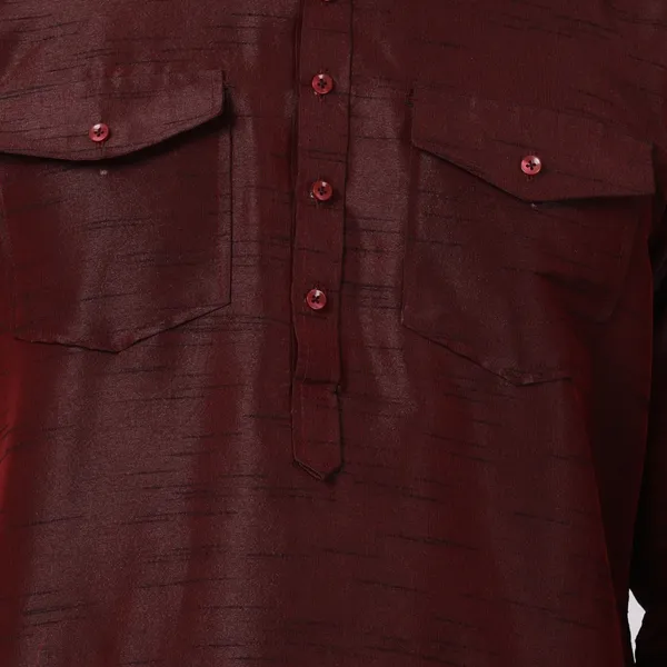 Tabard_Men_Self_Design_Pathani_Kurta_(Maroon)