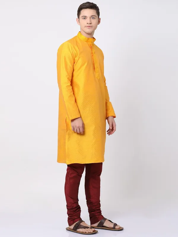 Tabard_Men_Self_Design_Straight_Kurta_(Yellow)