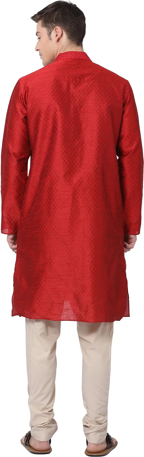 Tabard_Men_Self_Design_Straight_Kurta_(Red)