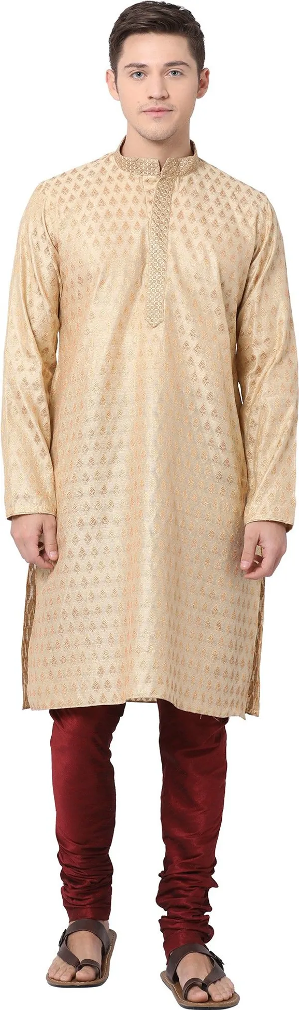 Tabard_Men_Self_Design_Straight_Kurta_(Beige)