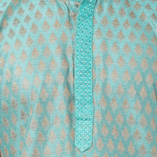 Tabard_Men_Self_Design_Straight_Kurta_(Green,_Gold)