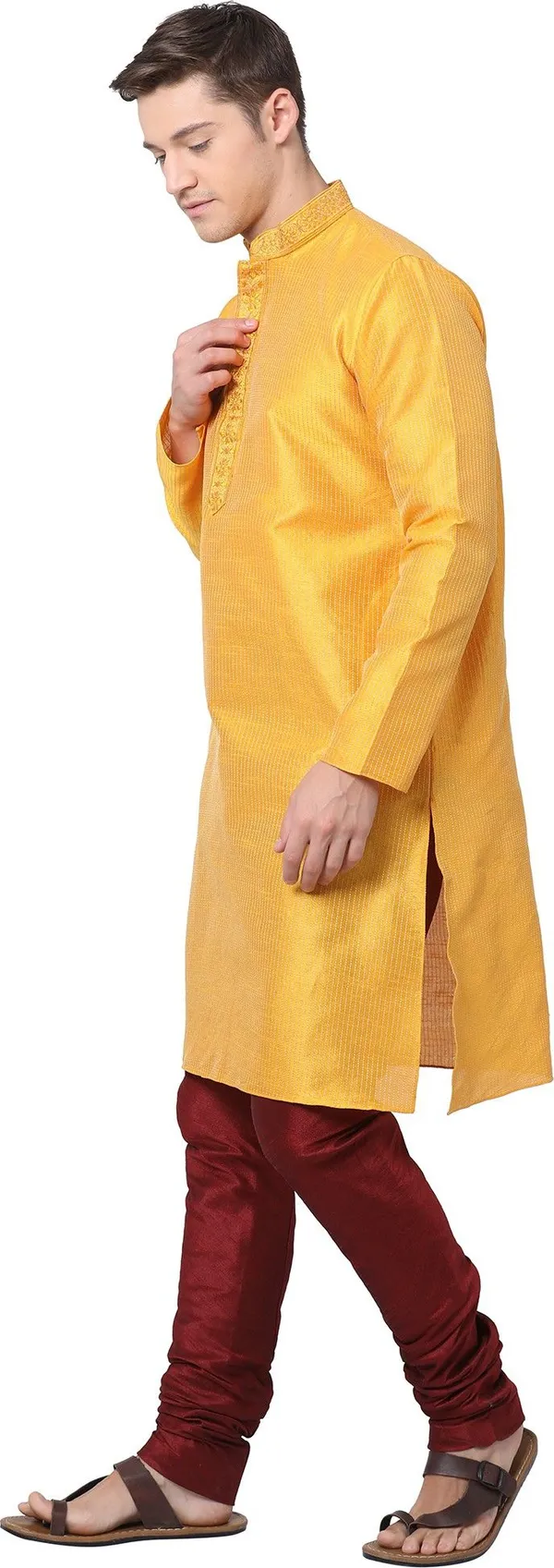 Tabard_Men_Embroidered_Straight_Kurta_(Yellow)