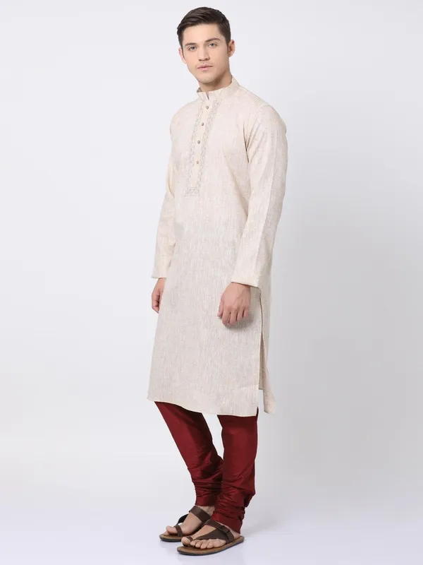 Tabard_Men_Printed_Straight_Kurta_(Beige)