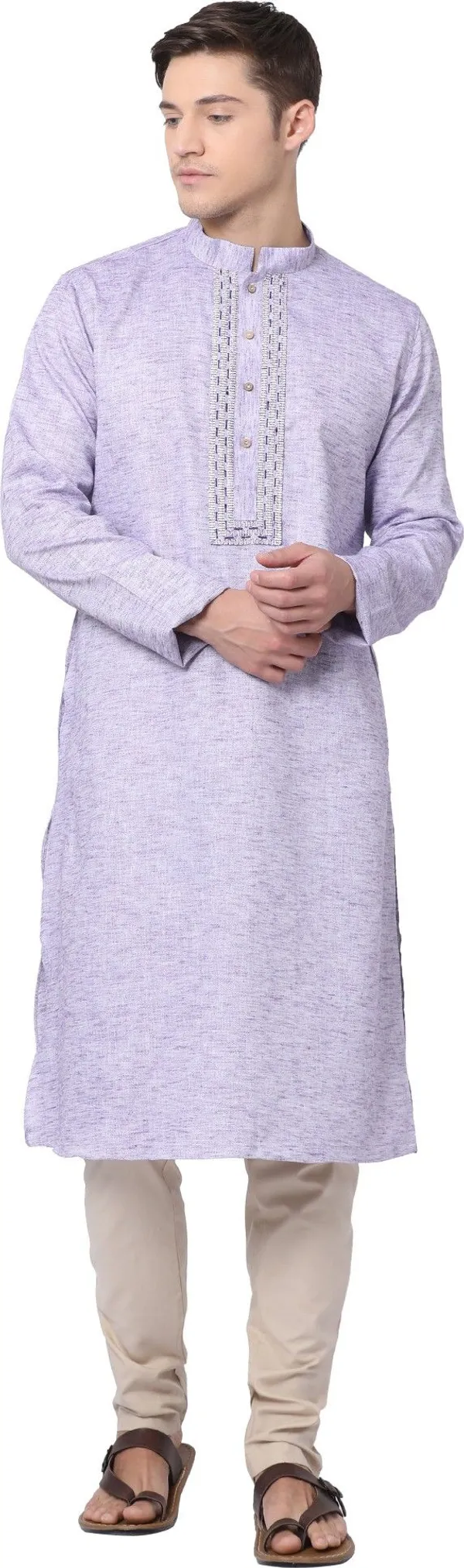 Tabard_Men_Solid_Straight_Kurta_(Purple)