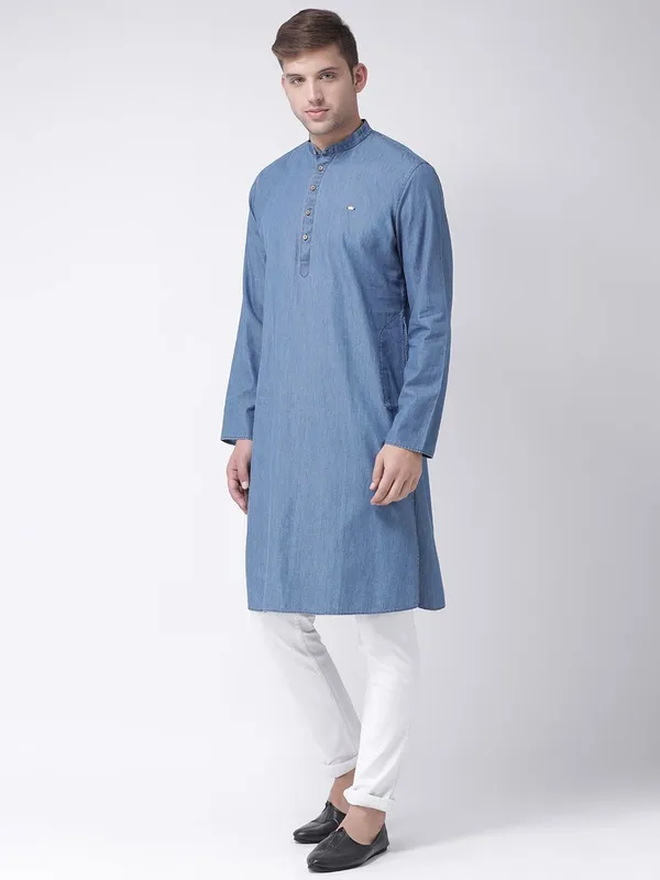 Tabard_Men_Solid_Straight_Kurta_(Blue)