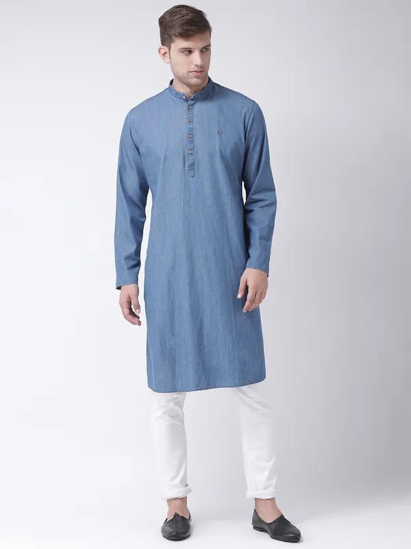 Tabard_Men_Solid_Straight_Kurta_(Blue)
