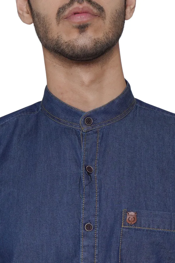Tabard_Men_Solid_Straight_Kurta_(Blue)