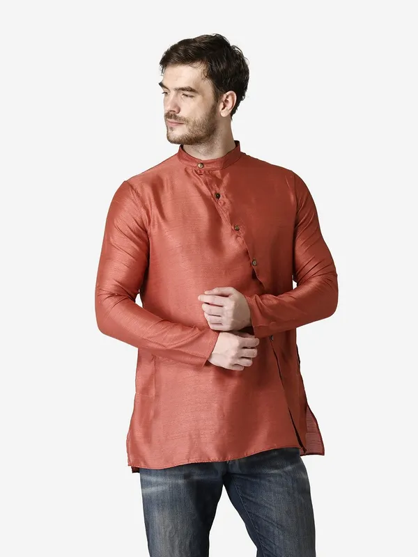 Tabard_Men_Self_Design_Straight_Kurta_(Red)