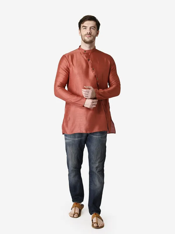 Tabard_Men_Self_Design_Straight_Kurta_(Red)