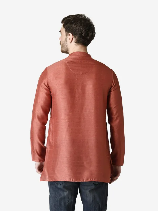 Tabard_Men_Self_Design_Straight_Kurta_(Red)