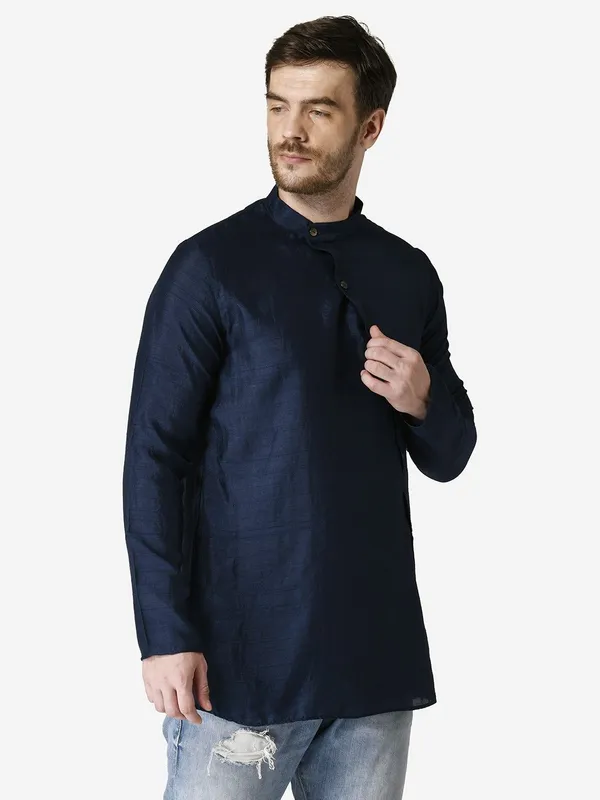 Tabard_Men_Solid_Straight_Kurta_(Blue)