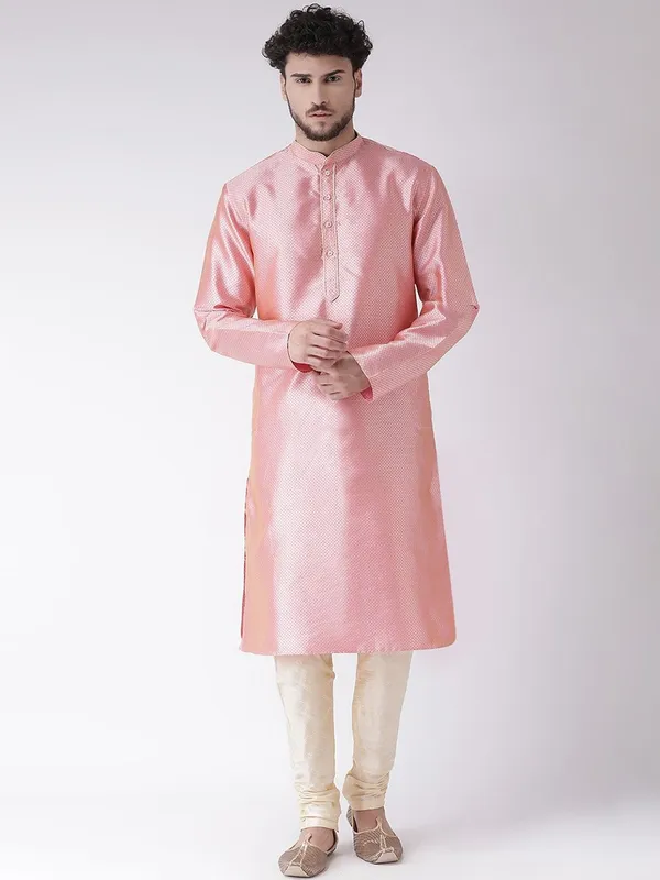 Tabard_Men_Printed_Straight_Kurta_(Pink)