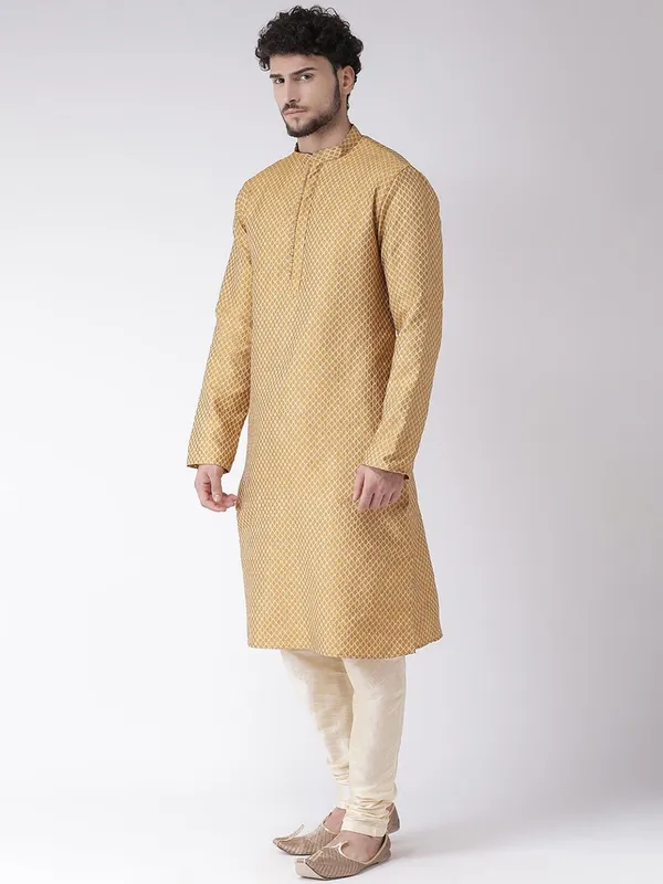 Tabard_Men_Printed_Straight_Kurta_(Yellow)
