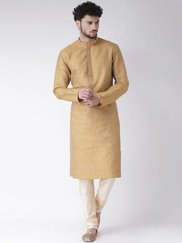 Tabard_Men_Printed_Straight_Kurta_(Yellow)