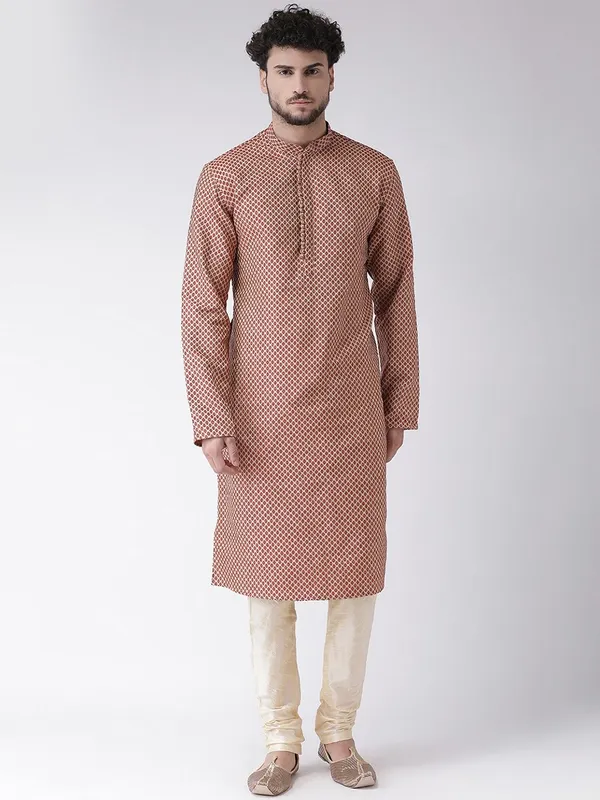 Tabard_Men_Printed_Straight_Kurta_(Maroon)