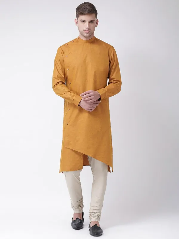 Tabard_Men_Solid_Straight_Kurta_(Yellow)