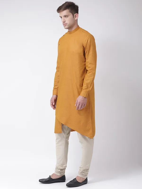 Tabard_Men_Solid_Straight_Kurta_(Yellow)