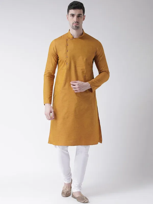 Tabard_Men_Solid_Straight_Kurta_(Yellow)