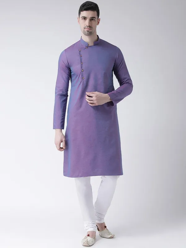 Tabard_Men_Solid_Straight_Kurta_(Purple)
