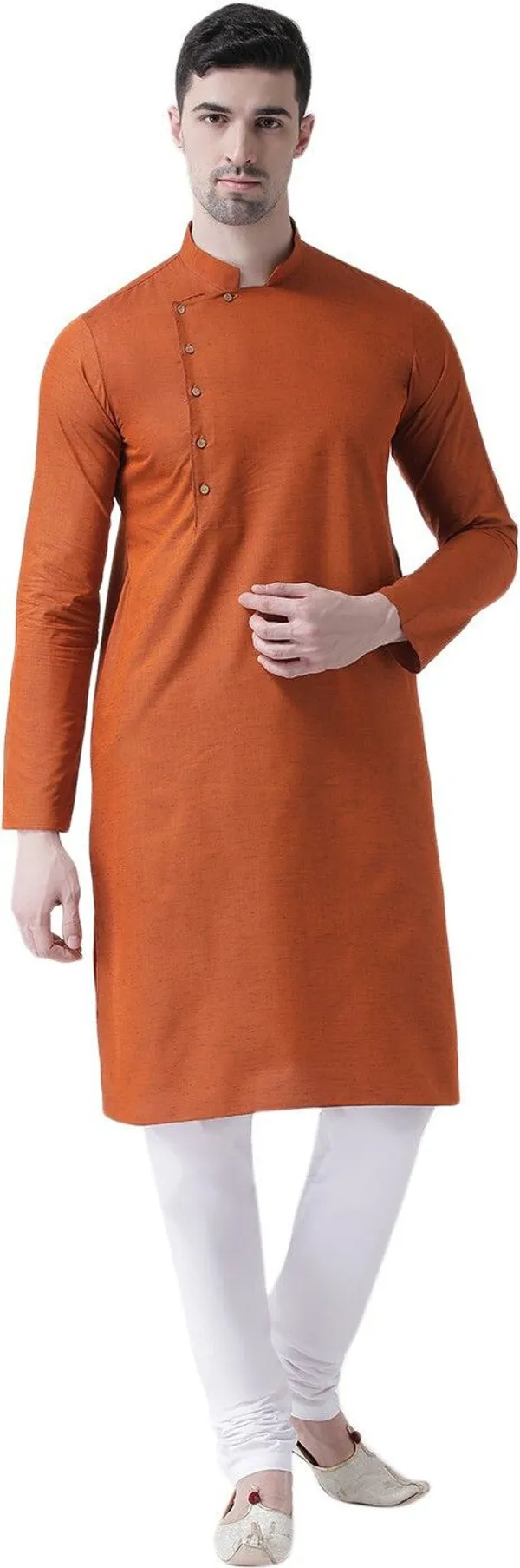 Tabard_Men_Solid_Straight_Kurta_(Orange)