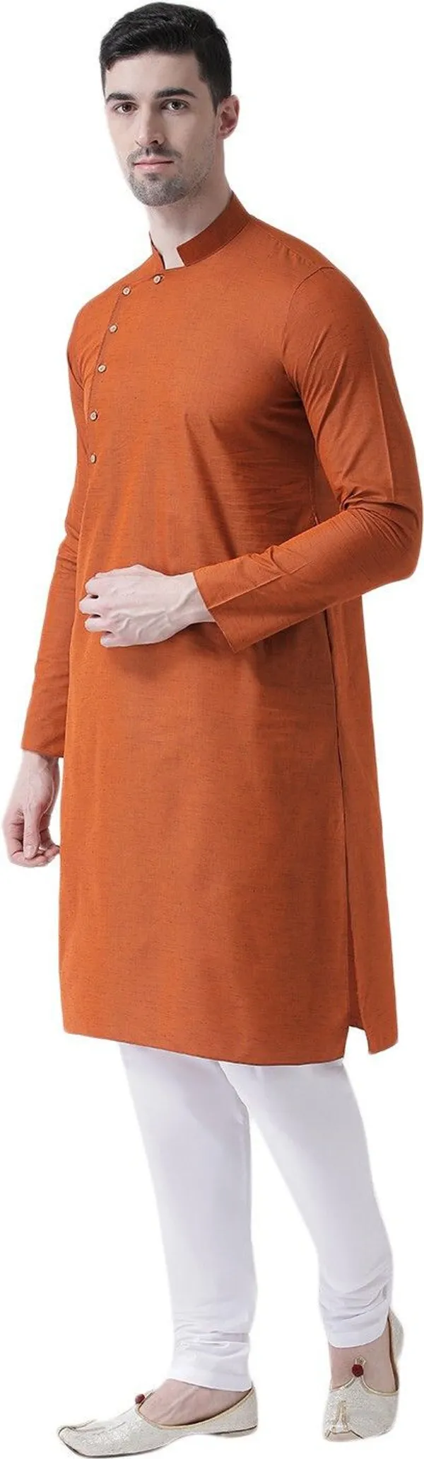 Tabard_Men_Solid_Straight_Kurta_(Orange)