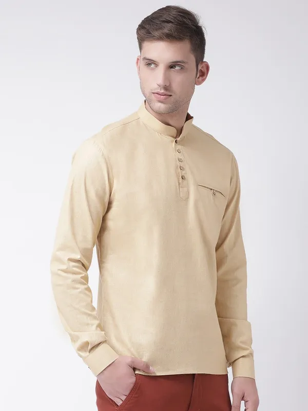 Tabard_Men_Solid_Straight_Kurta_(Beige)