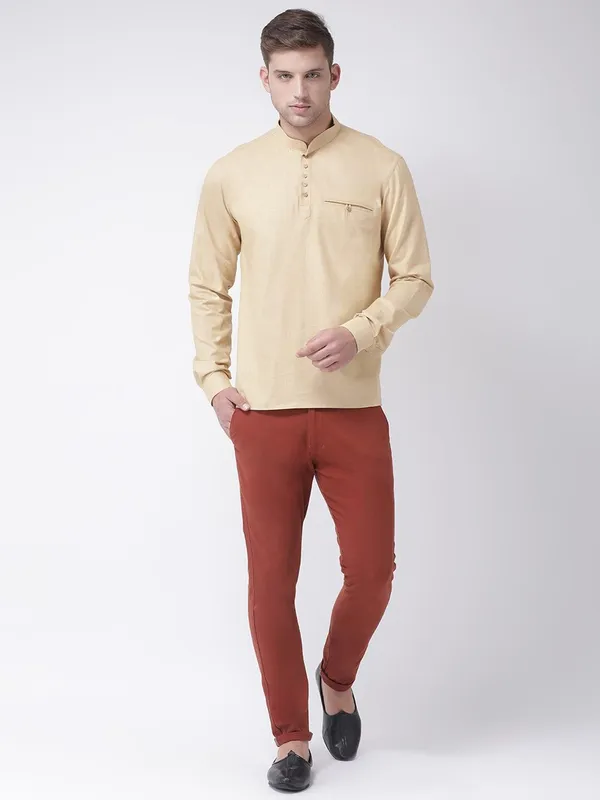 Tabard_Men_Solid_Straight_Kurta_(Beige)