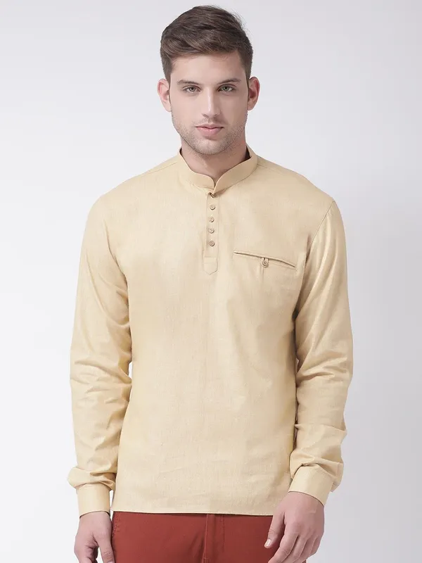 Tabard_Men_Solid_Straight_Kurta_(Beige)