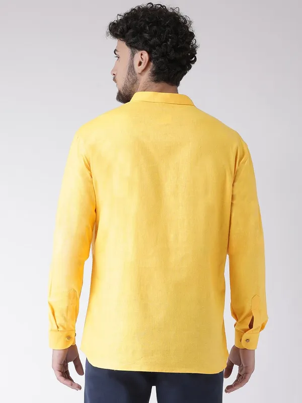 Tabard_Men_Solid_Straight_Kurta_(Yellow)