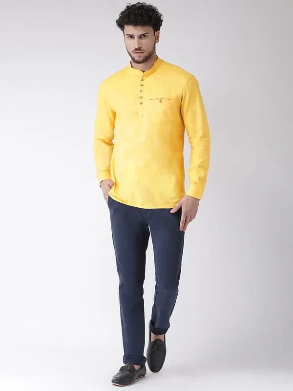 Tabard_Men_Solid_Straight_Kurta_(Yellow)