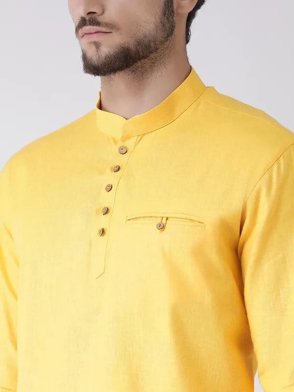 Tabard_Men_Solid_Straight_Kurta_(Yellow)