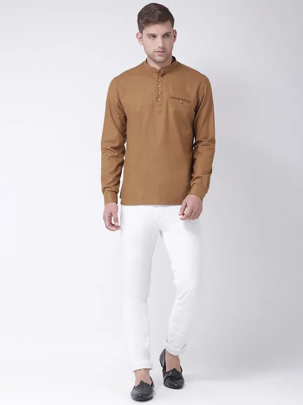 Tabard_Men_Solid_Straight_Kurta_(Brown)