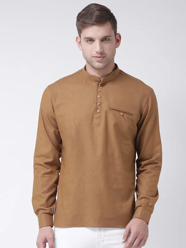 Tabard_Men_Solid_Straight_Kurta_(Brown)