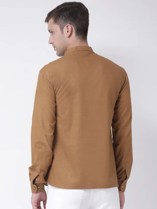 Tabard_Men_Solid_Straight_Kurta_(Brown)