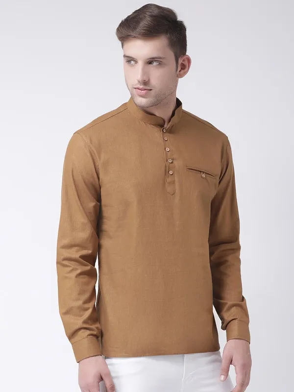 Tabard_Men_Solid_Straight_Kurta_(Brown)