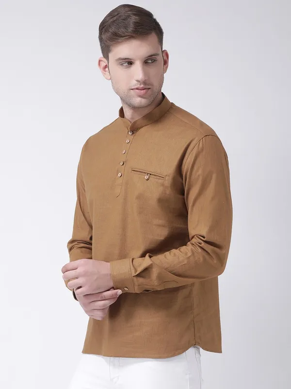 Tabard_Men_Solid_Straight_Kurta_(Brown)