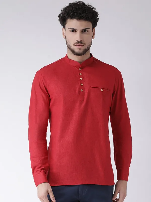 Tabard_Men_Solid_Straight_Kurta_(Red)