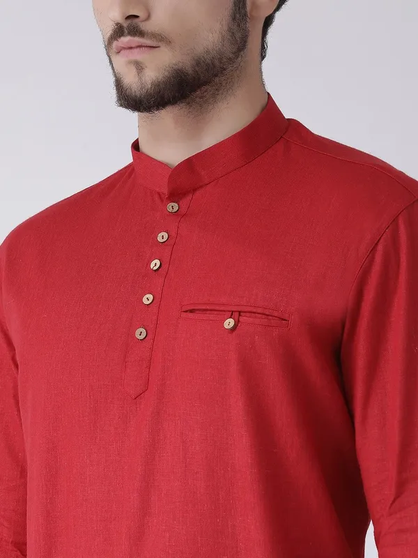 Tabard_Men_Solid_Straight_Kurta_(Red)