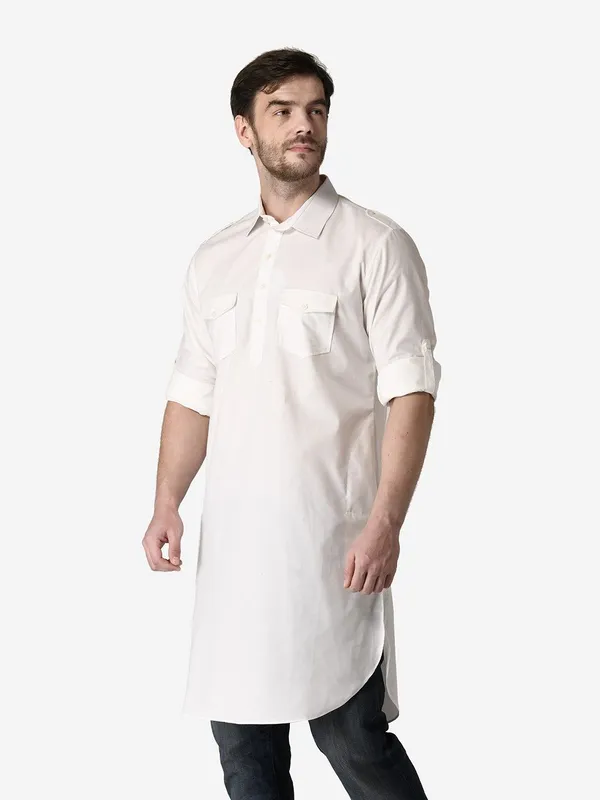 Tabard_Men_Solid_Straight_Kurta_(White)