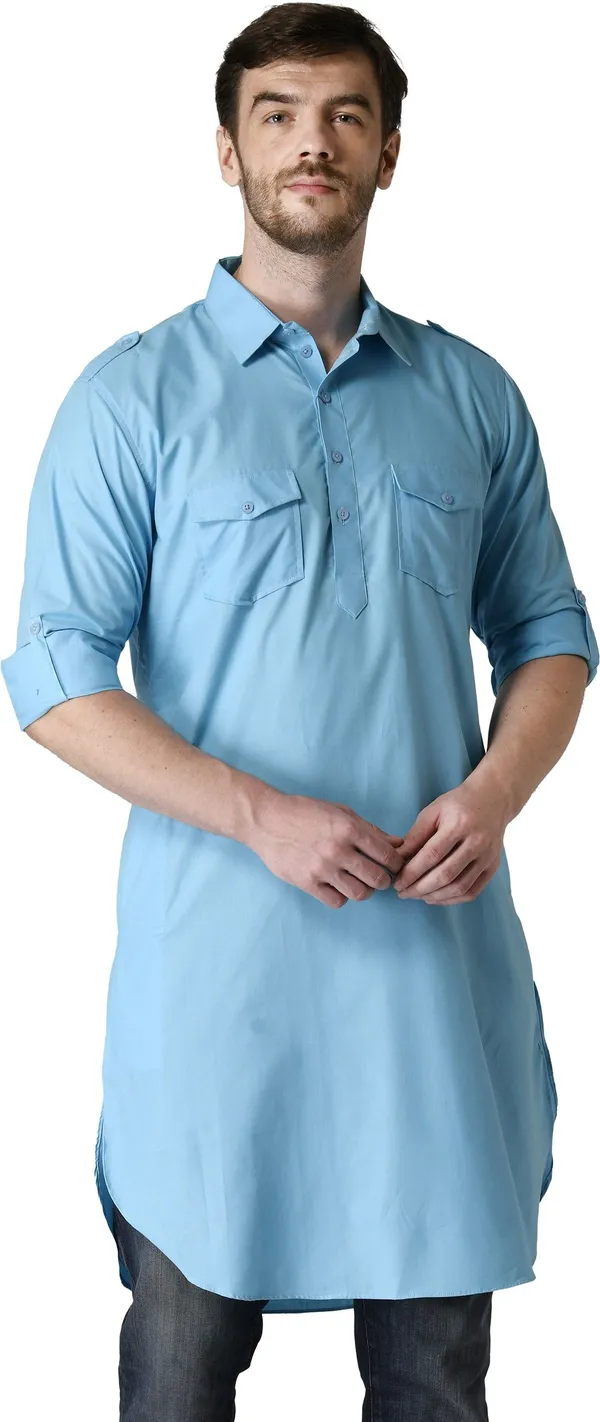 Tabard_Men_Solid_Straight_Kurta_(Blue)