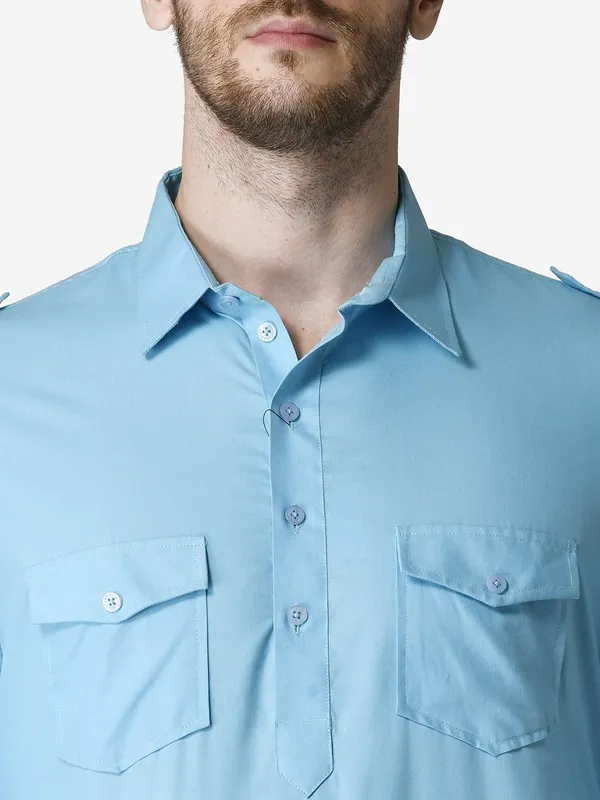 Tabard_Men_Solid_Straight_Kurta_(Blue)