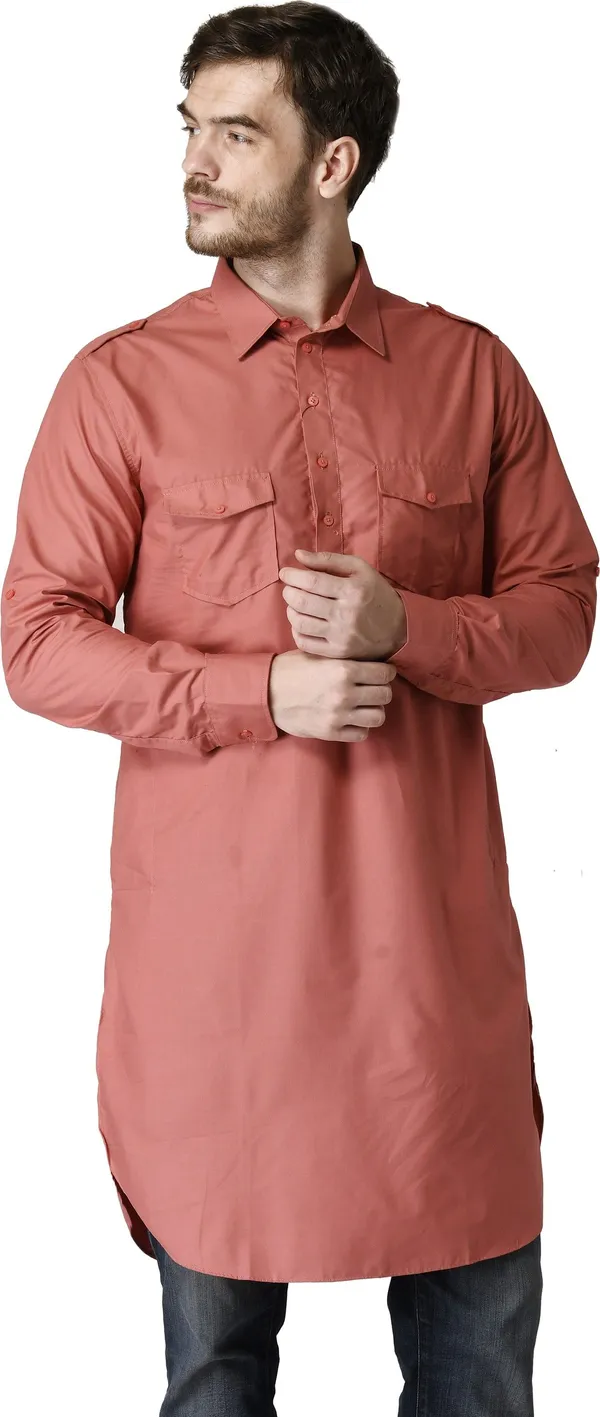 Tabard_Men_Solid_Straight_Kurta_(Pink)