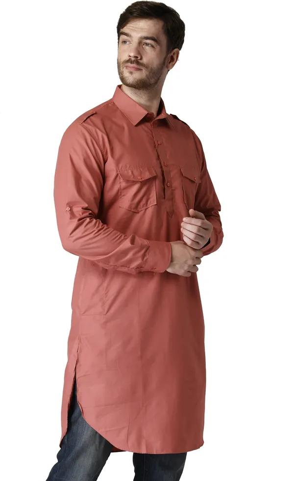 Tabard_Men_Solid_Straight_Kurta_(Pink)